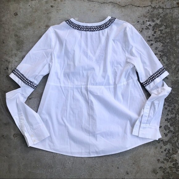 Thakoon Addition Blouse Top White Cotton Embroidered V-Neck Cutouts 2 - Picture 6 of 7